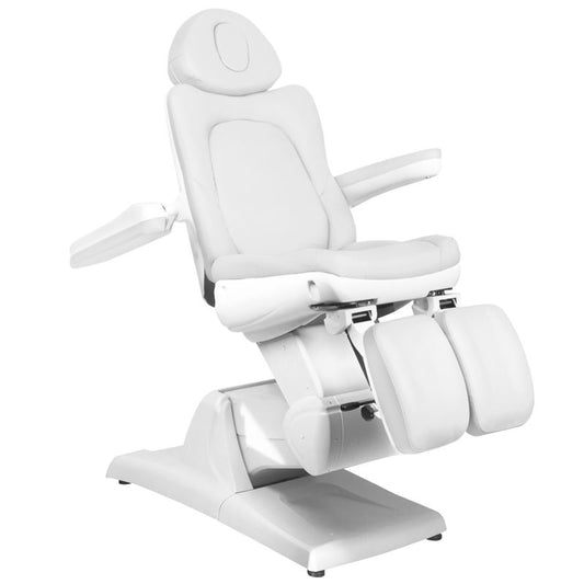 Electric cosmetic chair azzurro 870s pedi 3 strong white (Podiatry chairs): Side or angled view illustrating ergonomic raised armrests