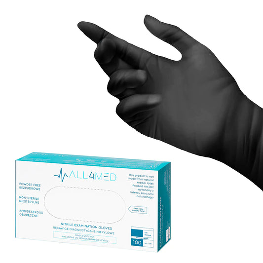 All4med disposable diagnostic nitrile gloves black