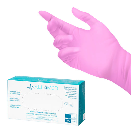 All4med disposable diagnostic nitrile gloves pink