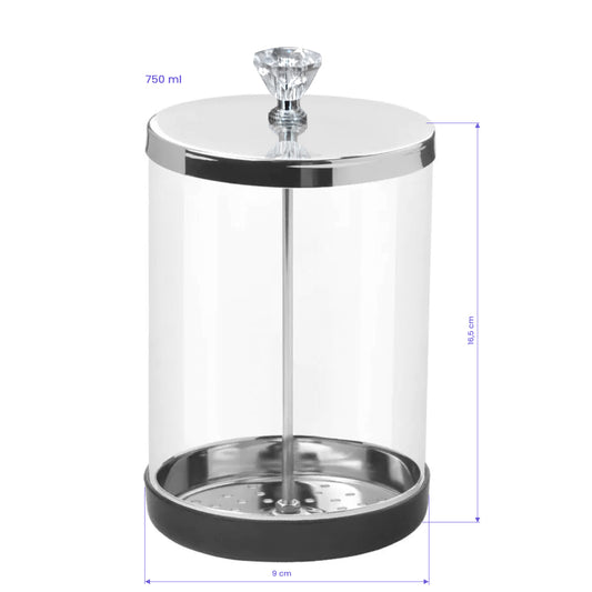 Glass instrument disinfection jar 750 ml with lid open