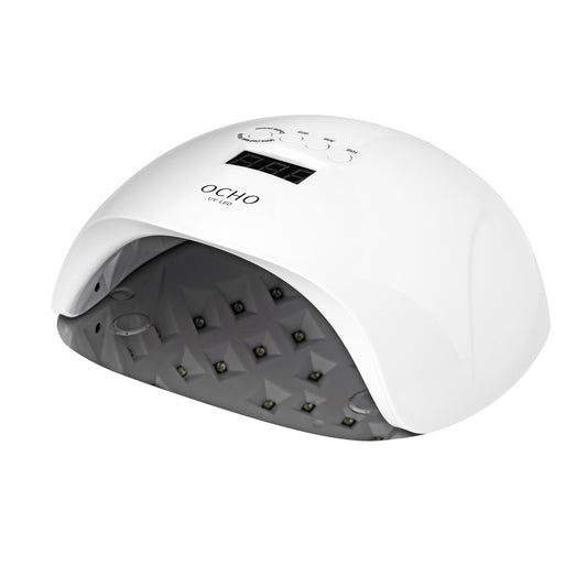 Ocho Nails X13 nail lamp front view with the curing chamber visible