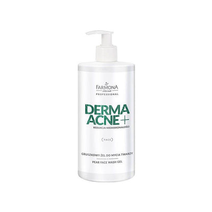 Farmona Derma Acne+ pear face wash gel bottle on a white background