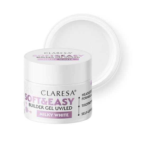 Claresa Soft & Easy builder gel UV/LED container on a white background