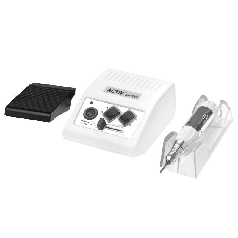 Activ Power JD500 white nail drill machine with base and handpiece