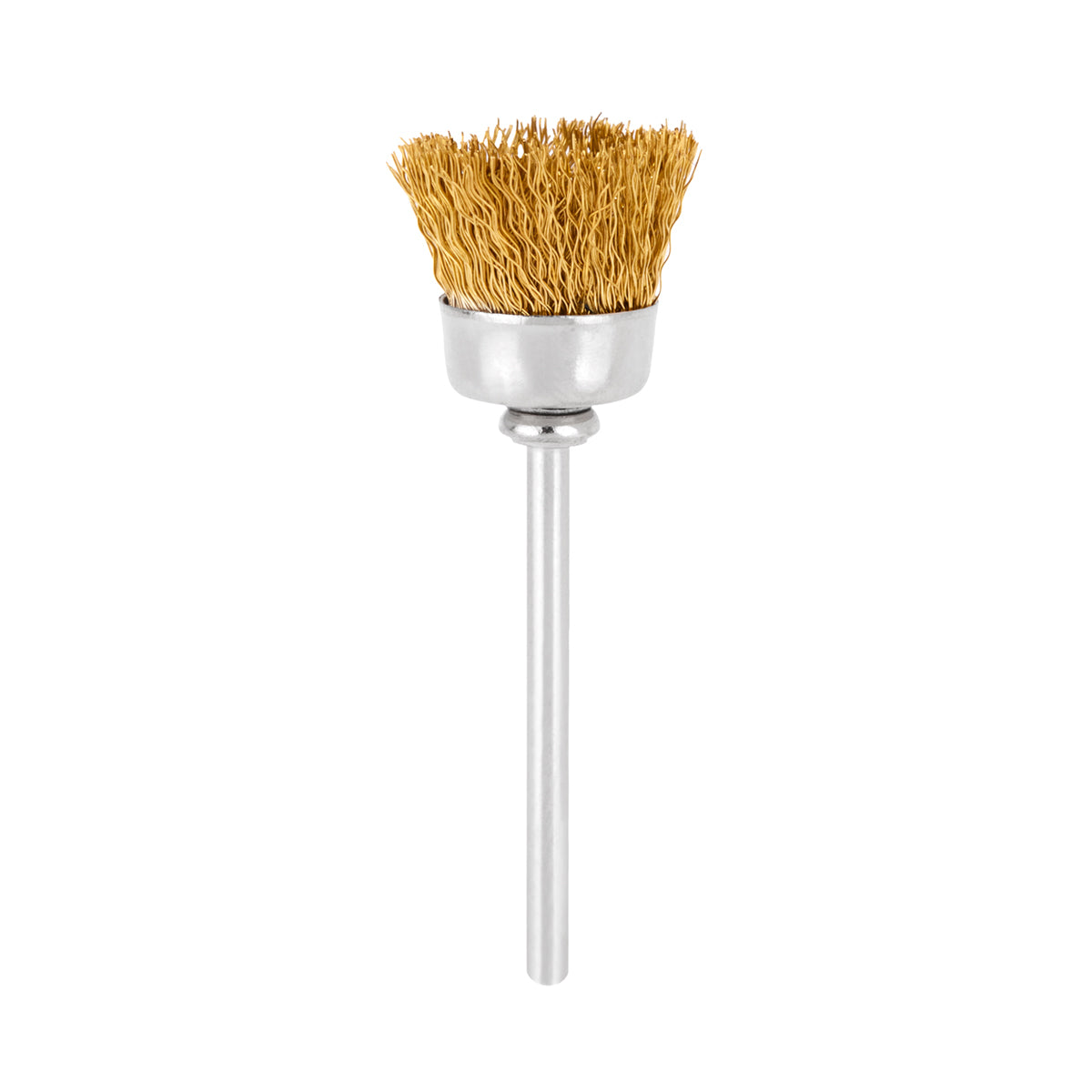 Brass wire cleaning brush for nail drill bits, shaped as a bit