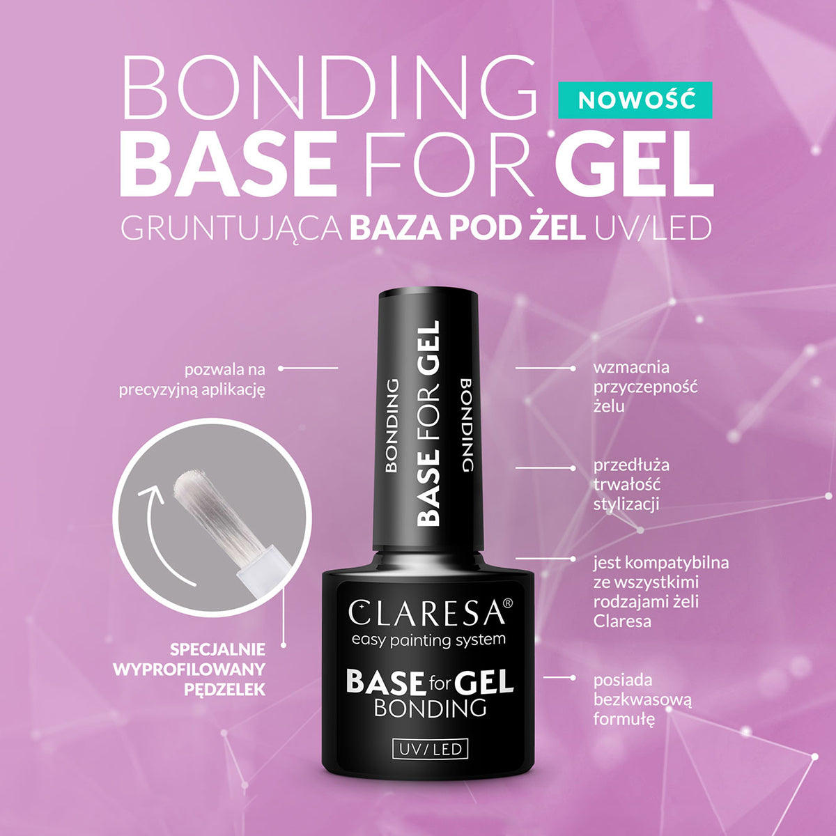 Claresa Bonding Base for Gel features and precision brush