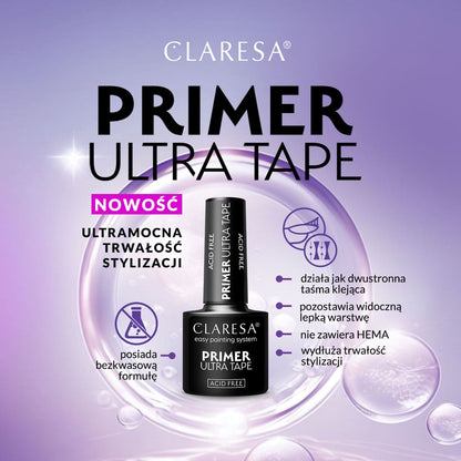 Claresa Primer Ultra Tape features, acid-free and HEMA-free