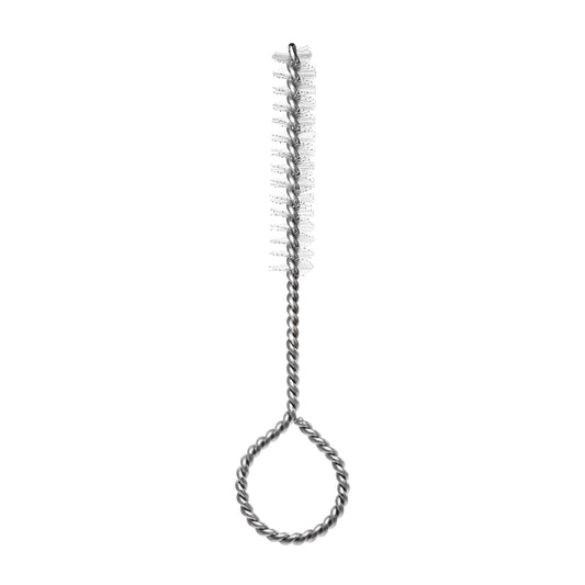 Precision collet cleaning brush for nail drill handpieces with a round grip handle