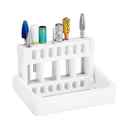 Exo plastic nail drill bit stand with sixteen holes, 7 x 6 x 1 cm