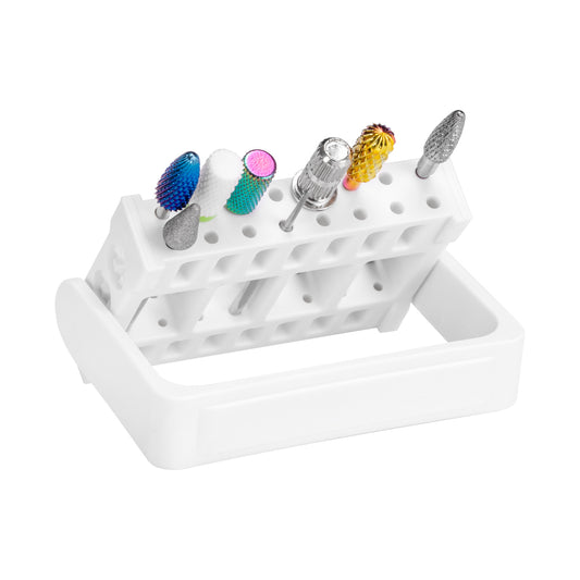 Exo plastic nail drill bit stand with sixteen holes, 7 x 6 x 1 cm