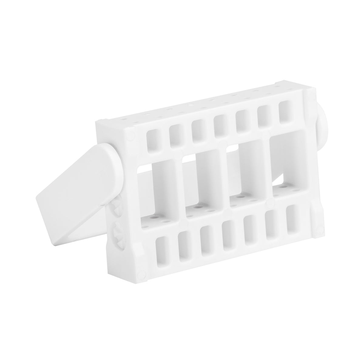Exo plastic nail drill bit stand with sixteen holes, 7 x 6 x 1 cm
