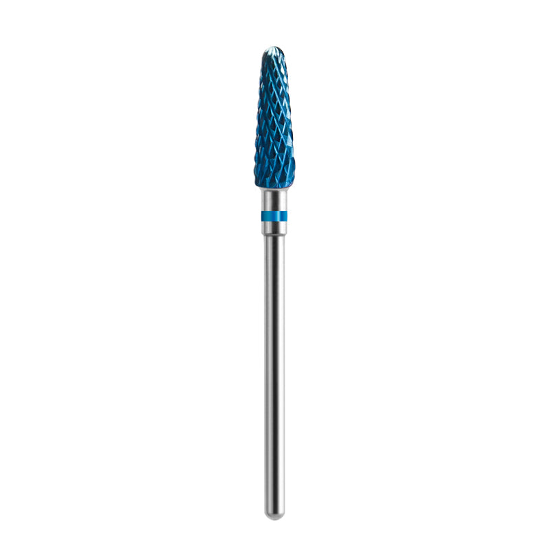 Exo Hard Blue carbide nail drill bit, straight cone shape 01, for gel and acrylic