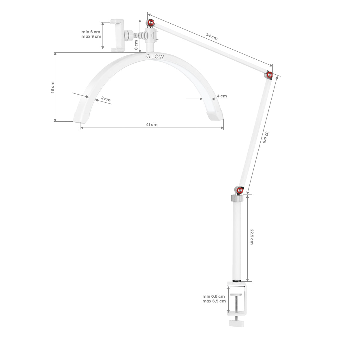 Glow MX3 arch treatment desk lamp with packaging