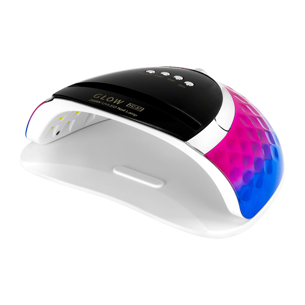 Glow YC57 nail lamp front view with the curing chamber open