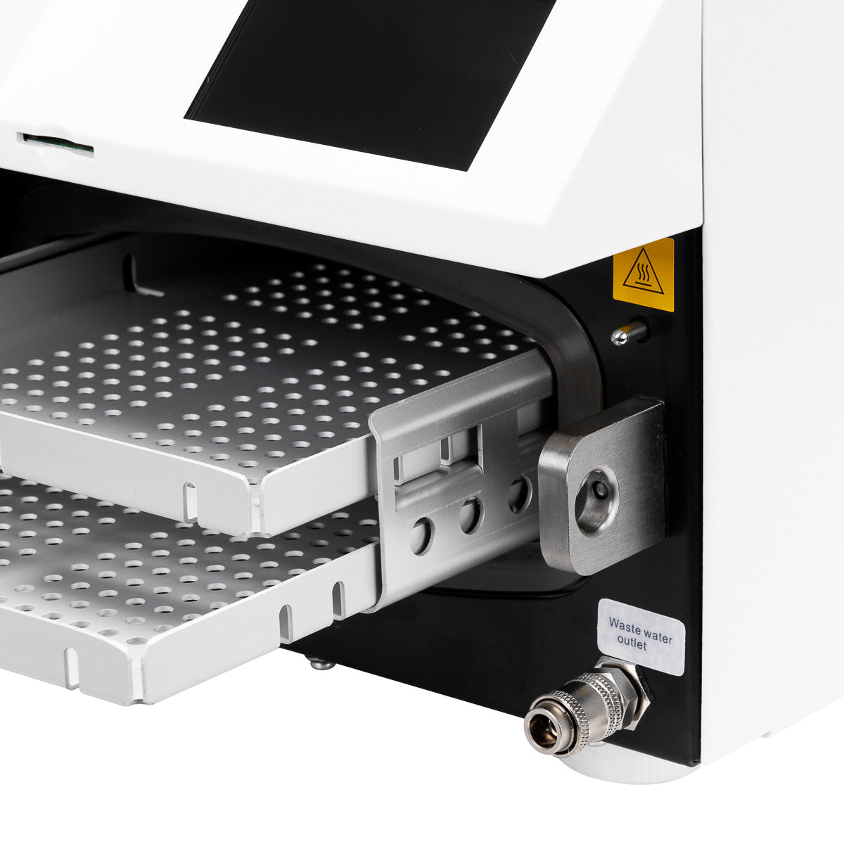 Lafomed autoclave tray holder seen from the side