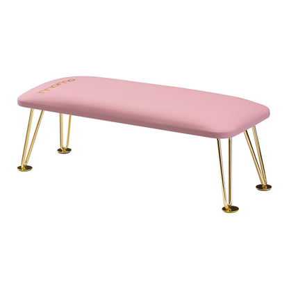 Momo 6-M manicure hand rest in gold and pink, eco leather with gold legs
