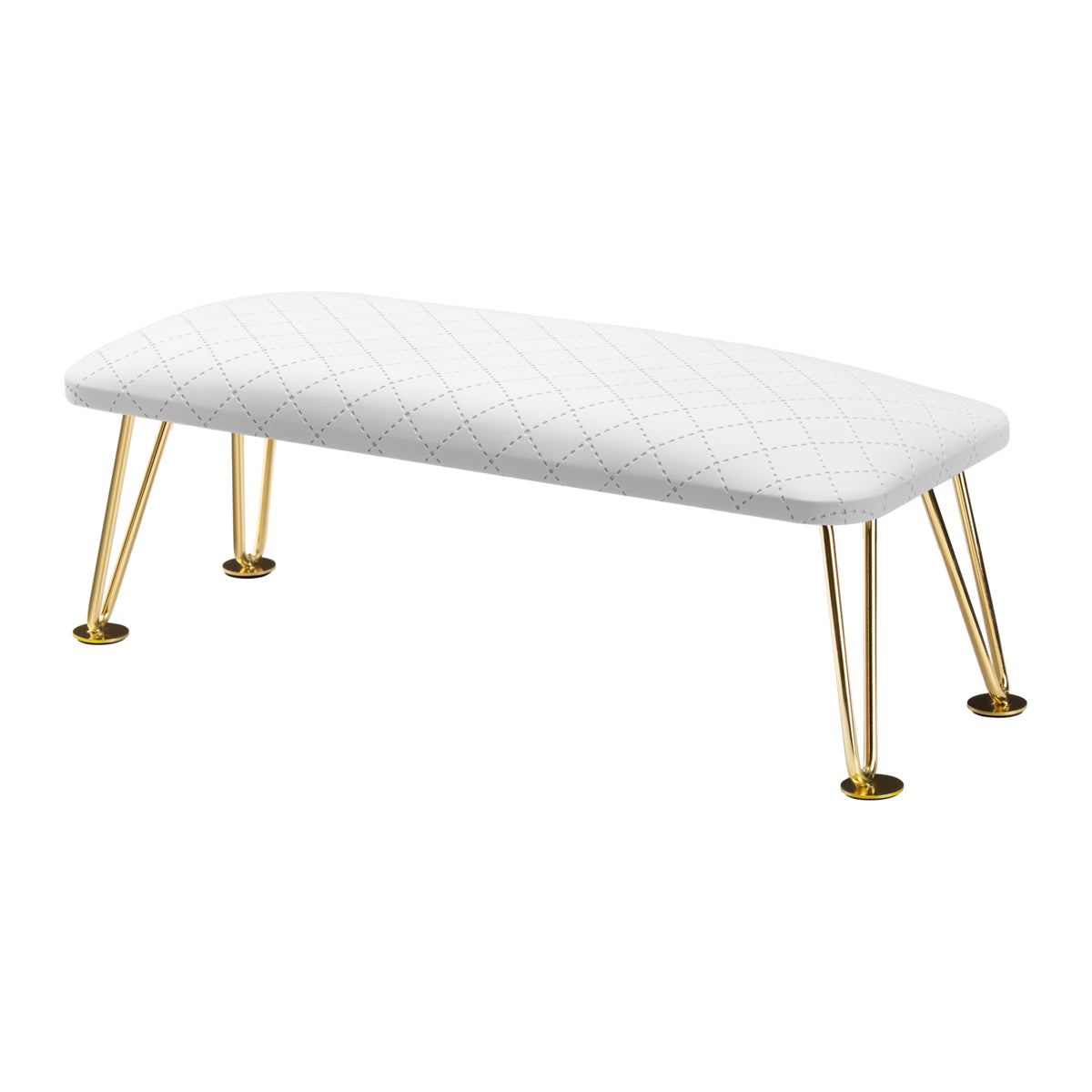 Momo 6-M manicure hand rest in gold and white quilted, eco leather with gold legs