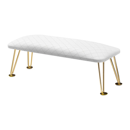 Momo 6-M manicure hand rest in gold and white quilted, eco leather with gold legs