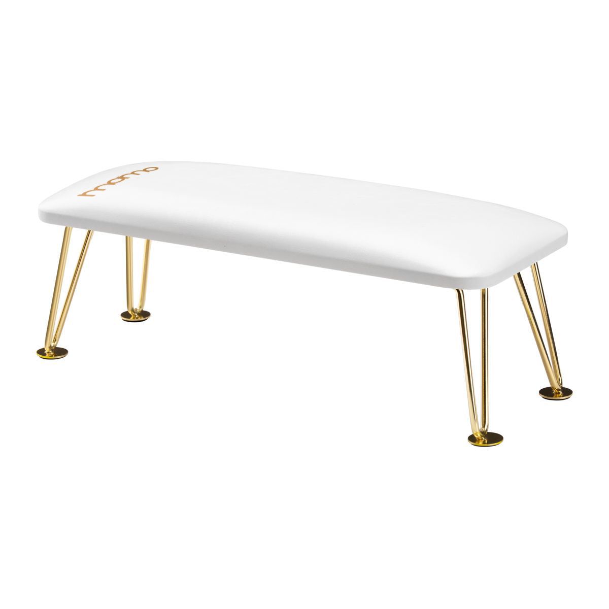 Momo 6-M manicure hand rest in gold and white, eco leather with gold legs