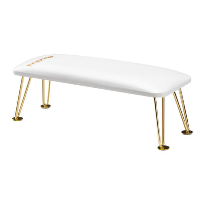 Momo 6-M manicure hand rest in gold and white, eco leather with gold legs