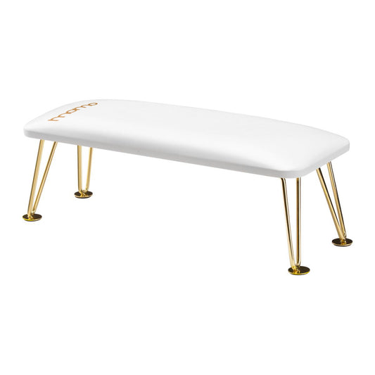 Momo 6-M manicure hand rest in gold and white, eco leather with gold legs