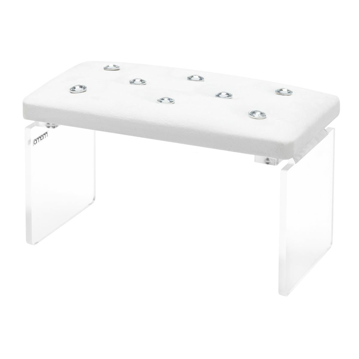 Momo Diamond manicure hand rest in velour ecru, diamond quilted