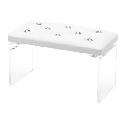 Momo Diamond manicure hand rest in velour ecru, diamond quilted
