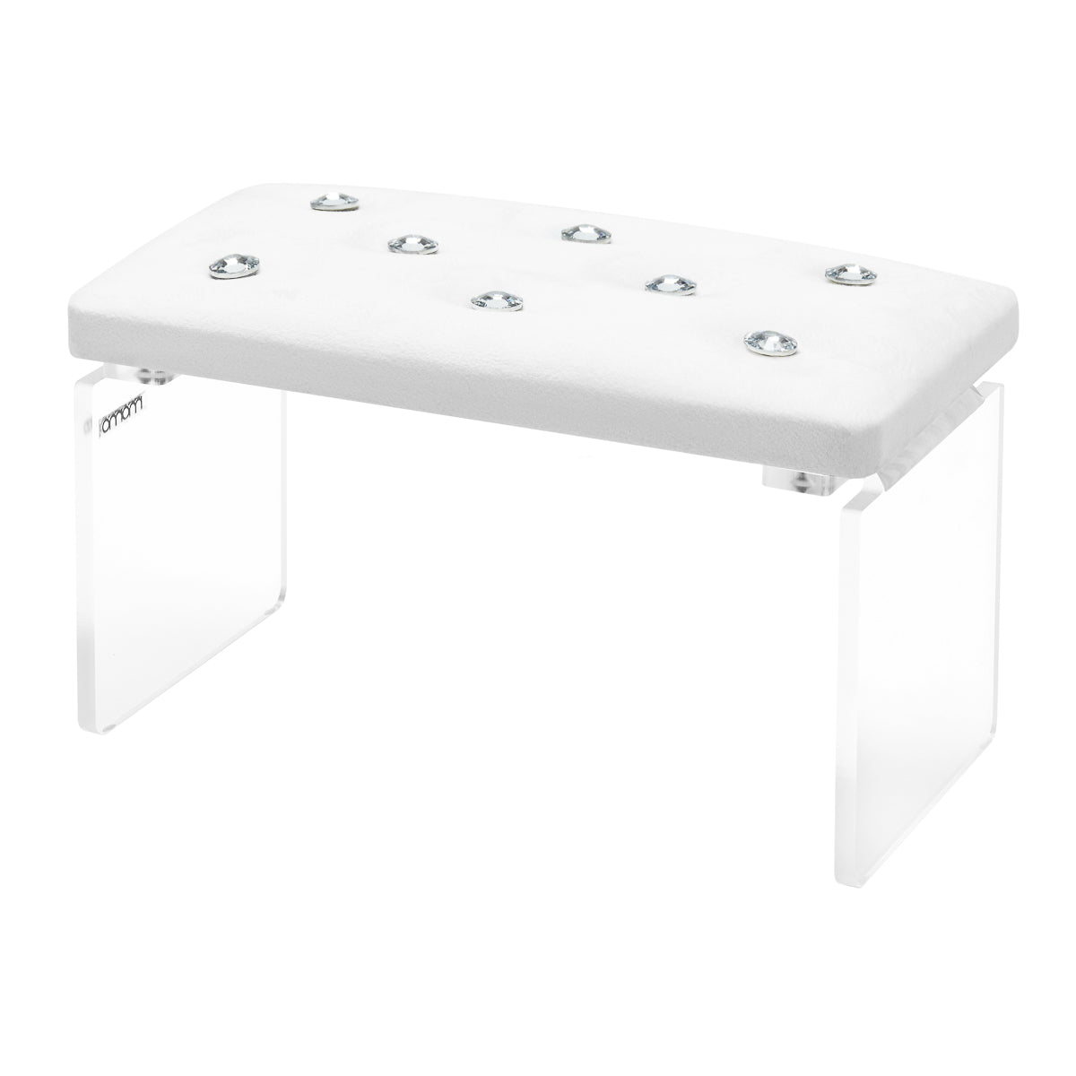 Momo Diamond manicure hand rest in velour white, diamond quilted