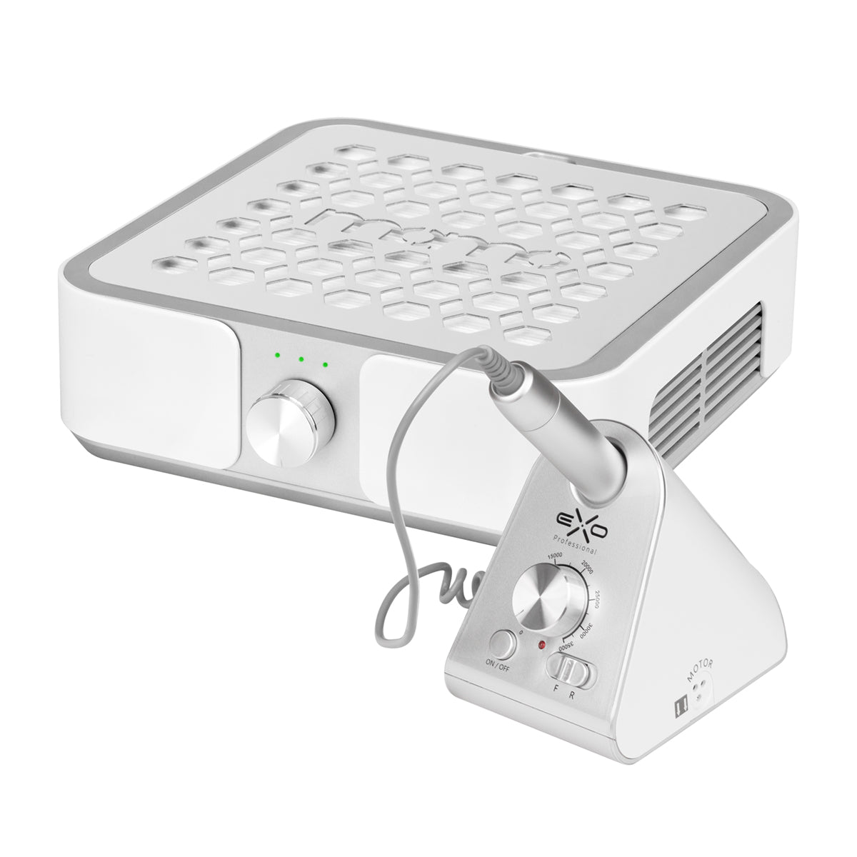 Momo P30 white 60W desktop dust extractor with Exo Silent SX7 brushless nail drill