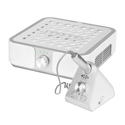 Momo P30 white 60W desktop dust extractor with Exo Silent SX7 brushless nail drill