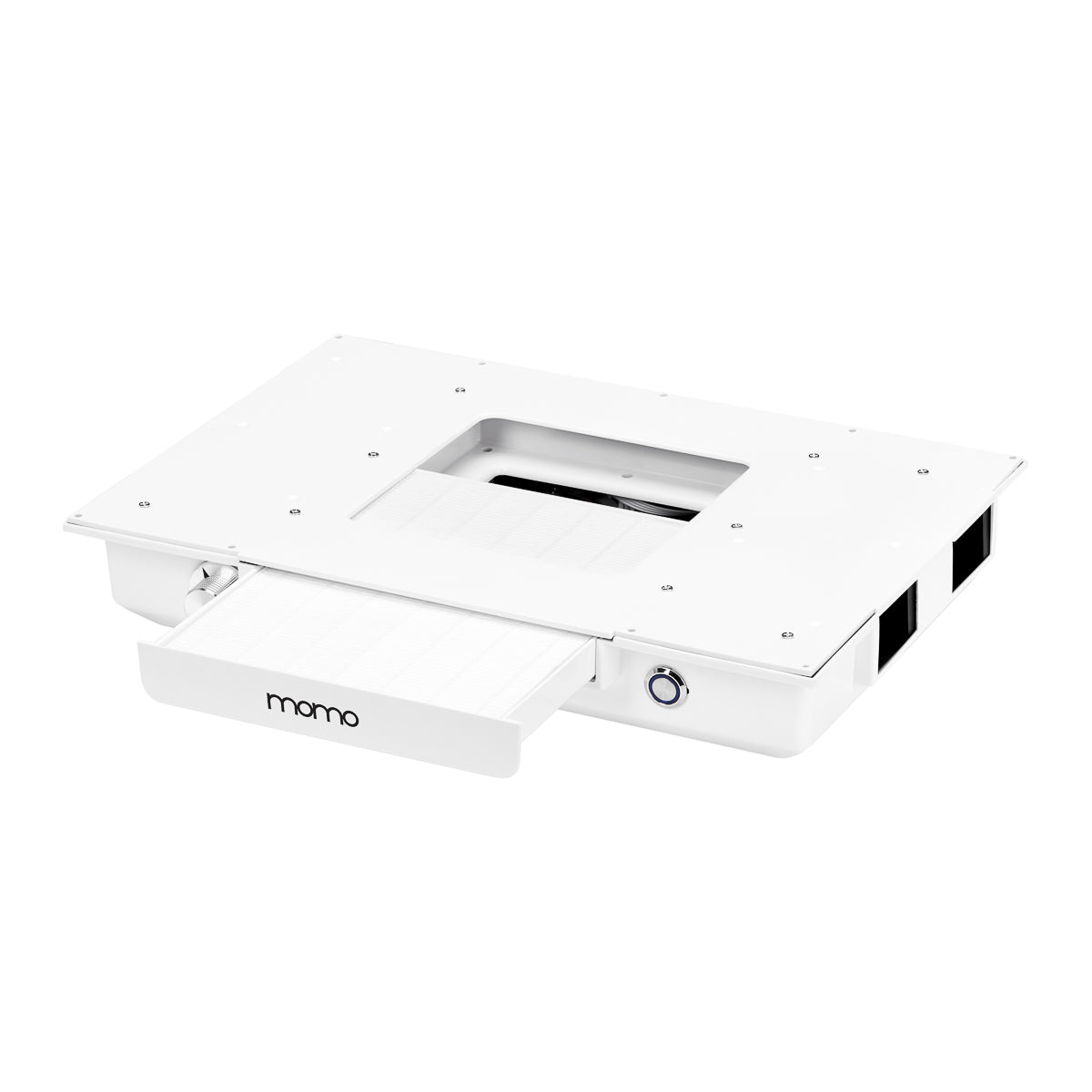 Momo J-02 extractor recessed into a manicure worktop