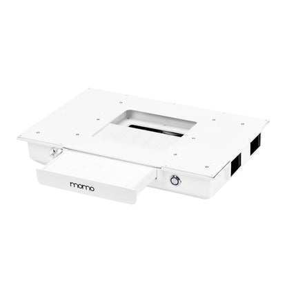 Momo J-02 extractor recessed into a manicure worktop