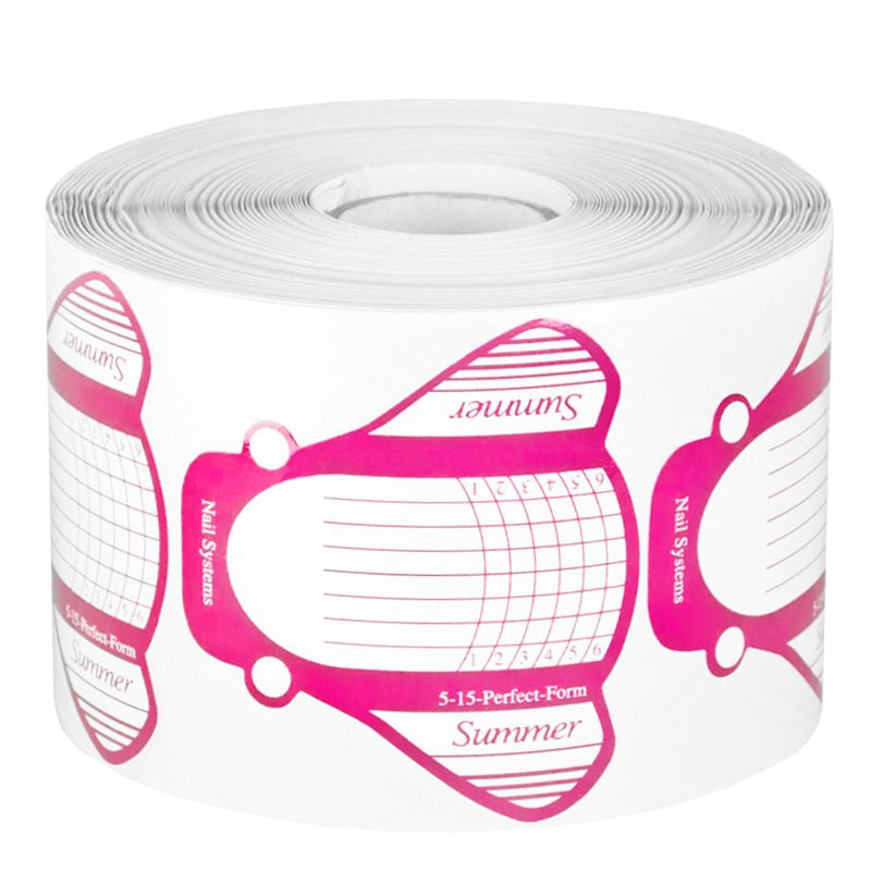 Roll of 500 pink NF1007 nail forms for gel and acrylic extensions