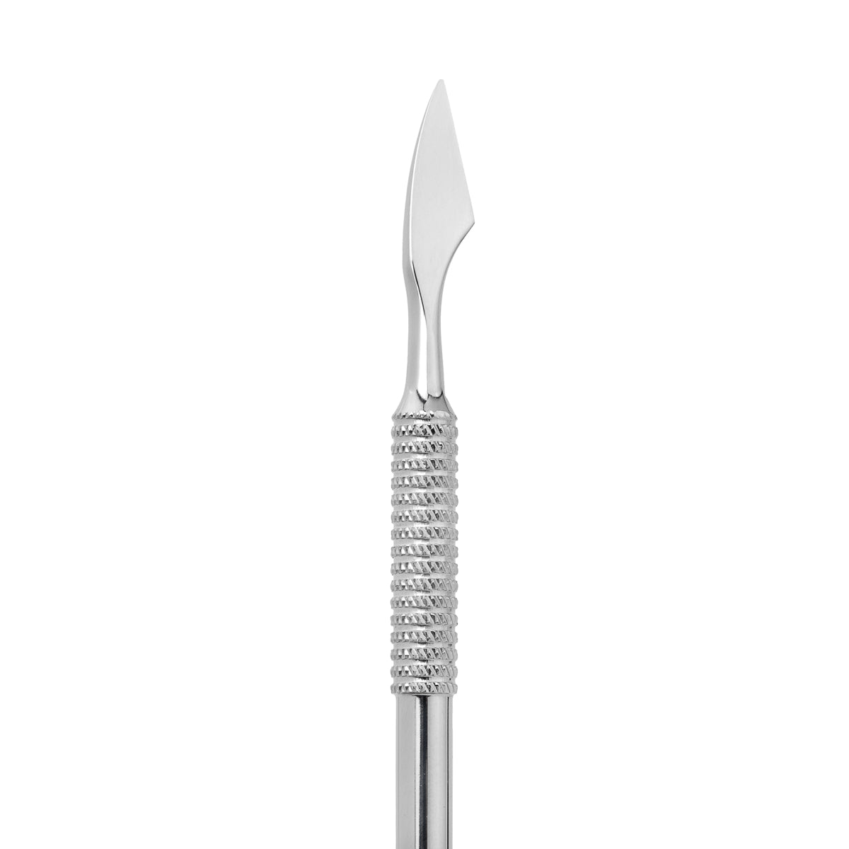 Nghia metal cuticle pusher P-12 shown in the hand