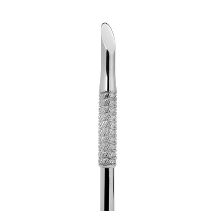 Nghia metal cuticle pusher P-14 shown in the hand