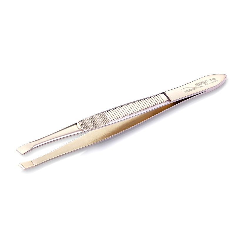 Nghia T-09 slanted tweezers in matte stainless steel