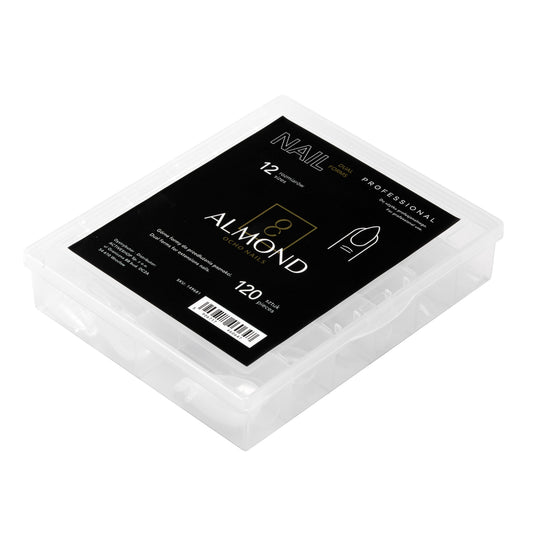 Ocho Nails clear almond dual forms, 120 pieces in 12 sizes