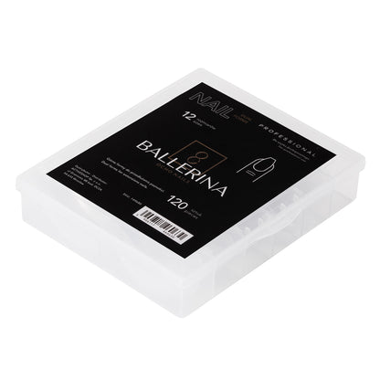 Ocho Nails clear ballerina dual forms, 120 pieces in 12 sizes