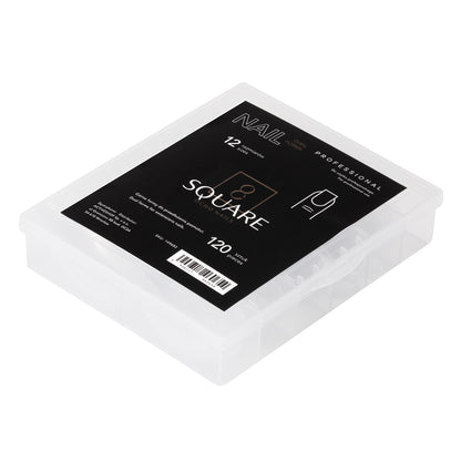 Ocho Nails clear square dual forms, 120 pieces in 12 sizes