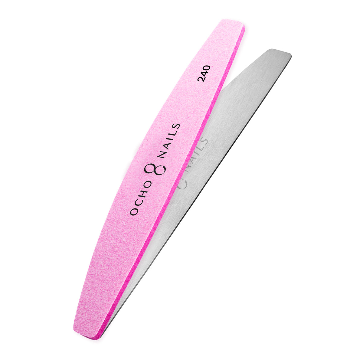 Ocho Nails metal core half-moon file with 240 grit buffer refills