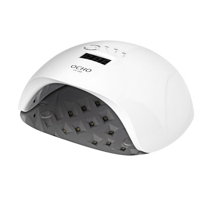Ocho Nails X13 nail lamp front view with the curing chamber visible