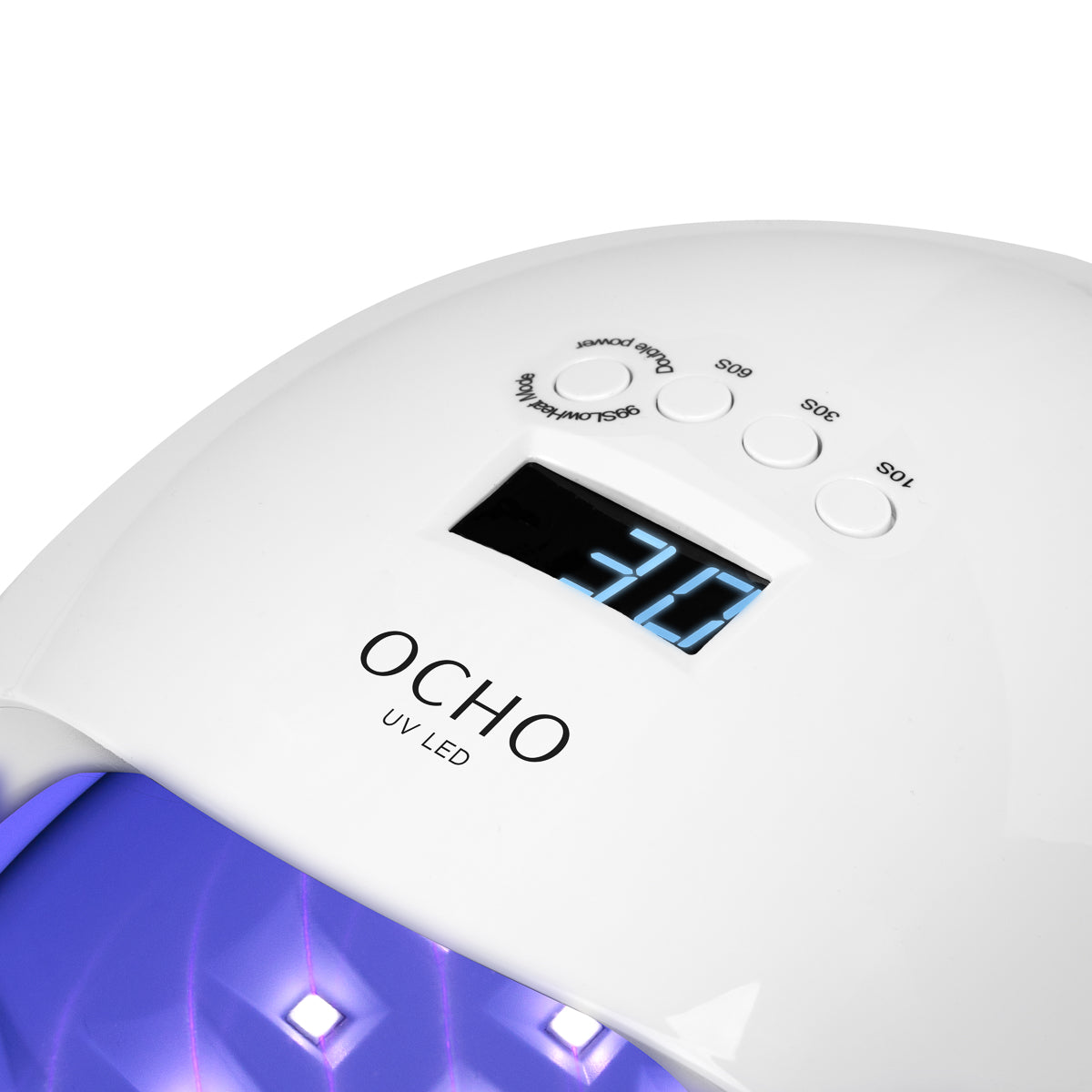 Ocho Nails X13 nail lamp control panel and timer buttons
