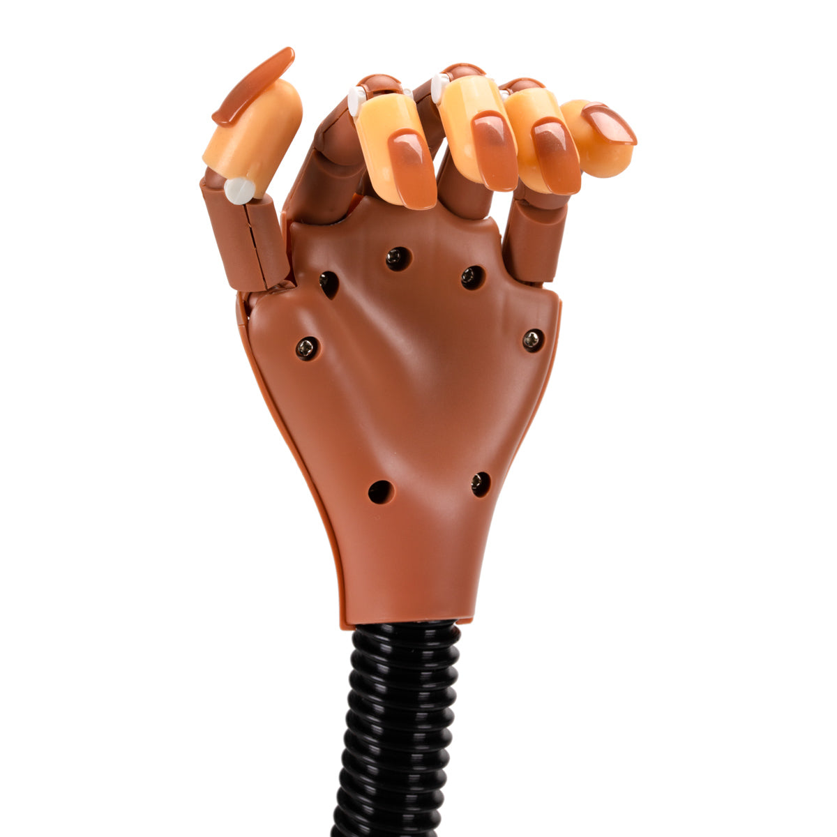 Practice hand shown with tips applied