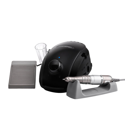 Black Saeyang Marathon 3 Champion NEW nail drill machine with H200 handpiece, 30,000 RPM