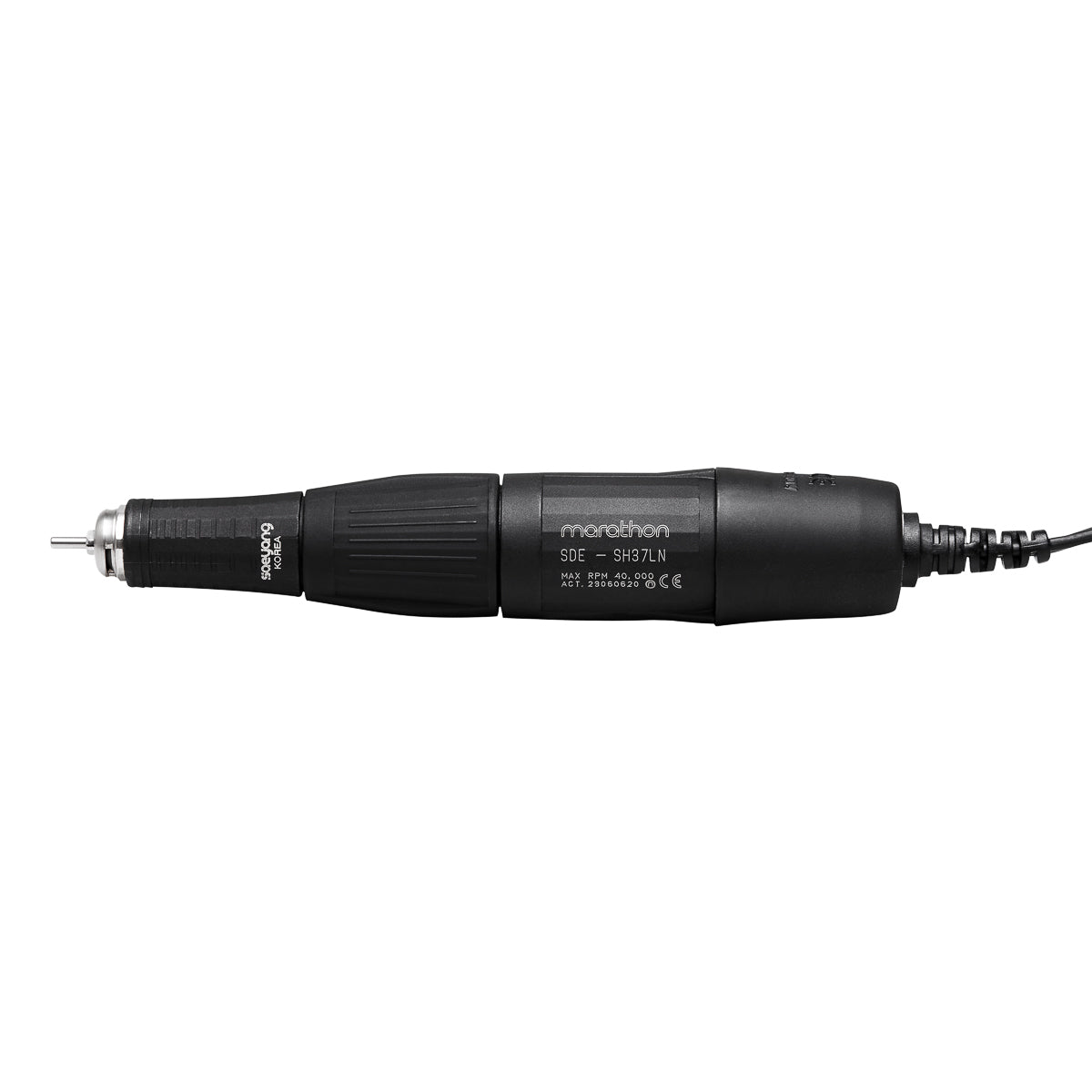 Black Saeyang Marathon 3 Champion NEW nail drill machine with SH37LN handpiece, 40,000 RPM
