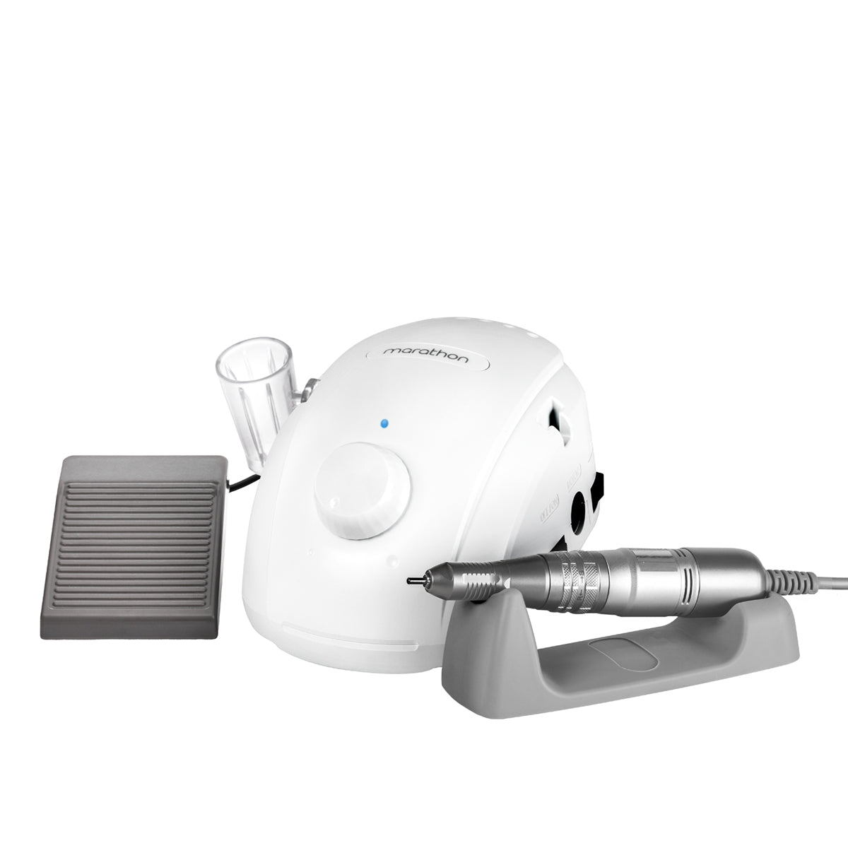 White Saeyang Marathon 3 Champion NEW nail drill machine with H200 handpiece, 30,000 RPM