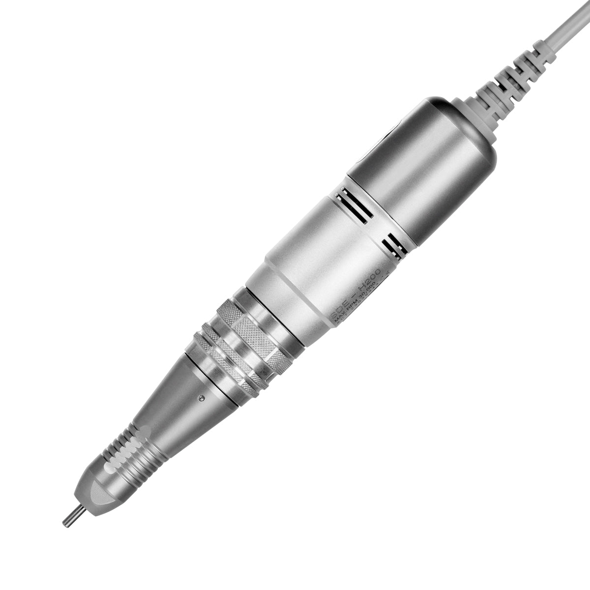 Pink and white Saeyang Marathon K35 mini nail drill machine with H200 handpiece, 30,000 RPM