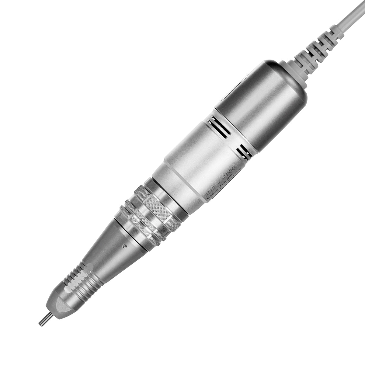 Yellow and white Saeyang Marathon K35 mini nail drill machine with H200 handpiece, 30,000 RPM