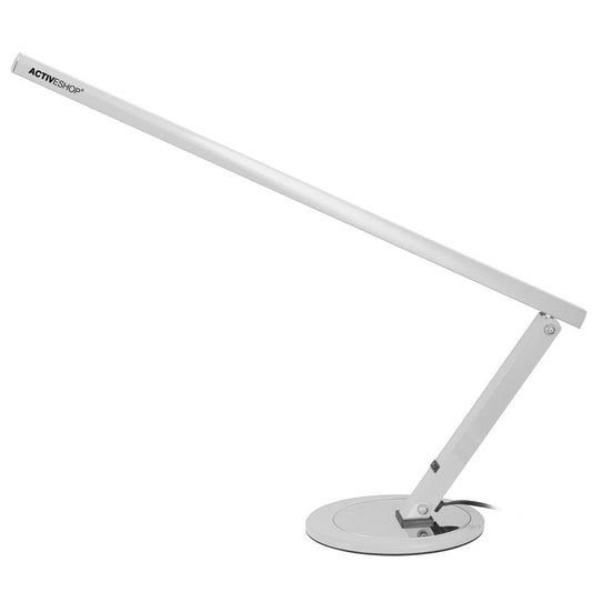 Slim LED desk lamp in aluminium with long adjustable arm
