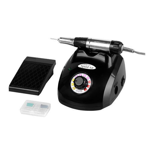 Sprint 48 Basic black nail drill machine with compact base and handpiece